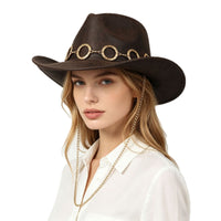 Faux Leather Cowboy Hat Distressed Leather Cowboy Hat Wide Brim for Concertgoers, Entertainers, Concerts, Costume Parties, Festivals