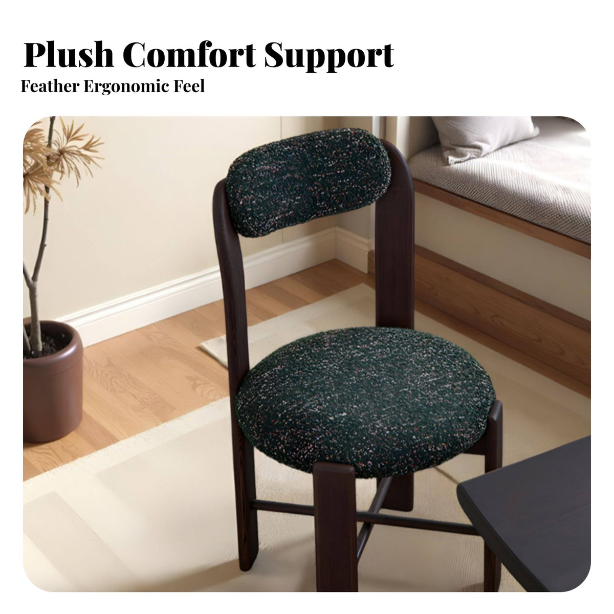 Upholstered Cane Backrest Chair French Design Dining Seat Sturdy Wood Frame Vintage Design for Families, Adults, Kitchen