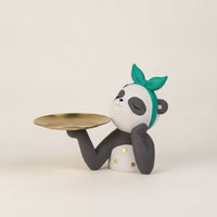 Pandas Statue with Tray Cute Pandas Tray Ornament Functional Catchall Dish for Vanity, Desk