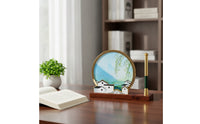 Pen Stand with Wooden Base Classic Paintbrush Cup Compact Ornament for Collectors, Professionals, Study, Office