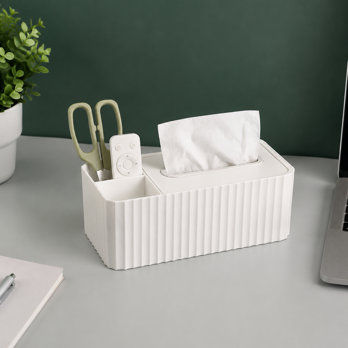 Ivory Tissue Box Organizer, Pull-Type Tissue Box with Spring, Modern Minimalist Kitchen Tissue Holder, 24x12x9cm PET