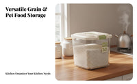 Moisture-Proof Rice Storage Bin Transparent Body Large Capacity Pet Food Bin Safe for Kitchen