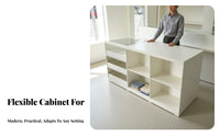 Store Island Display Table Varnish Ed Finish Retail Counter with Display Shelves Multifunctional Retail Checkout Counter for Boutiques, Salons