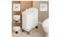 Push Button Trash Can Narrow Wastebasket Space-Saving for Toilet Side, Kitchen