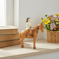 Tabletop Horse Statue with Human Sculpted Horse Figurine Resin Equestrian Ornament Artistic for Collectors, Shelf, Desk, Mantel, Office