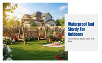 Garden Double Swing Chair, Outdoor Wooden Swing Seat, Balcony Indoor Leisure Chair for Home