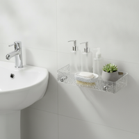 Luxury Wall-Mounted Bathroom Shelf with Towel Bar for Cosmetics and Toiletries, No-Drill Installation