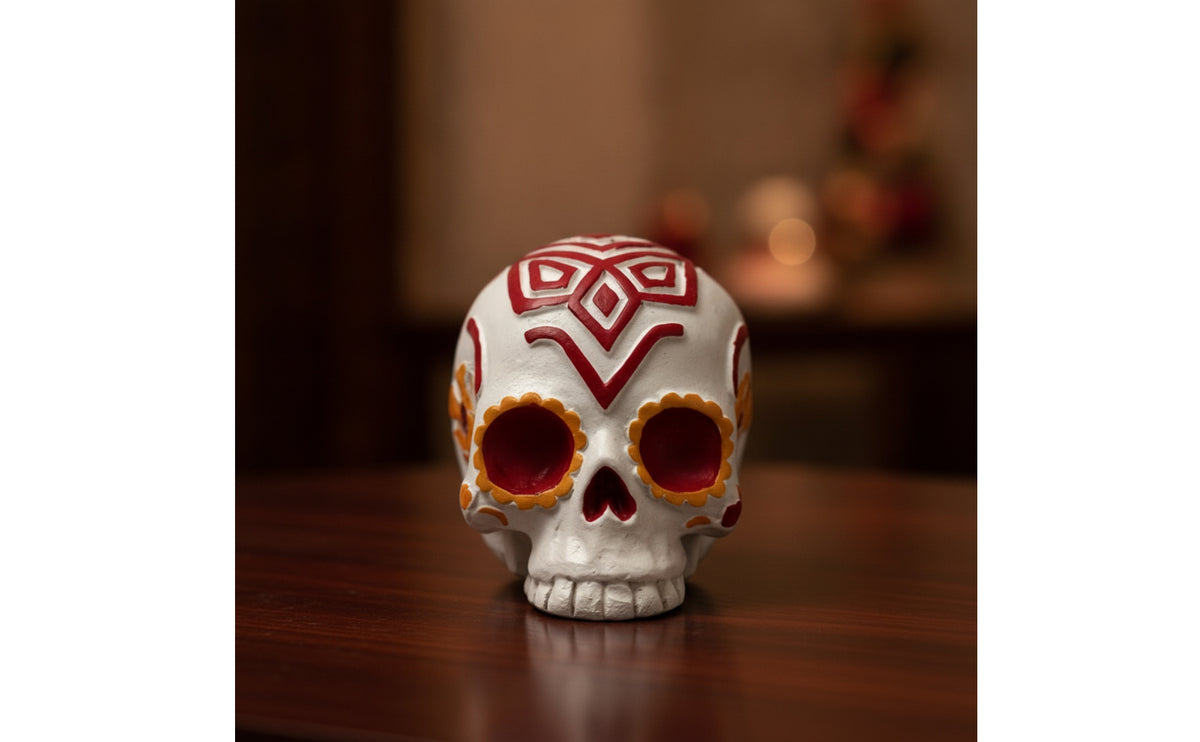 Hand-Painted Cranium Ornament | Freestanding, Tabletop cranium, for Day of the Dead