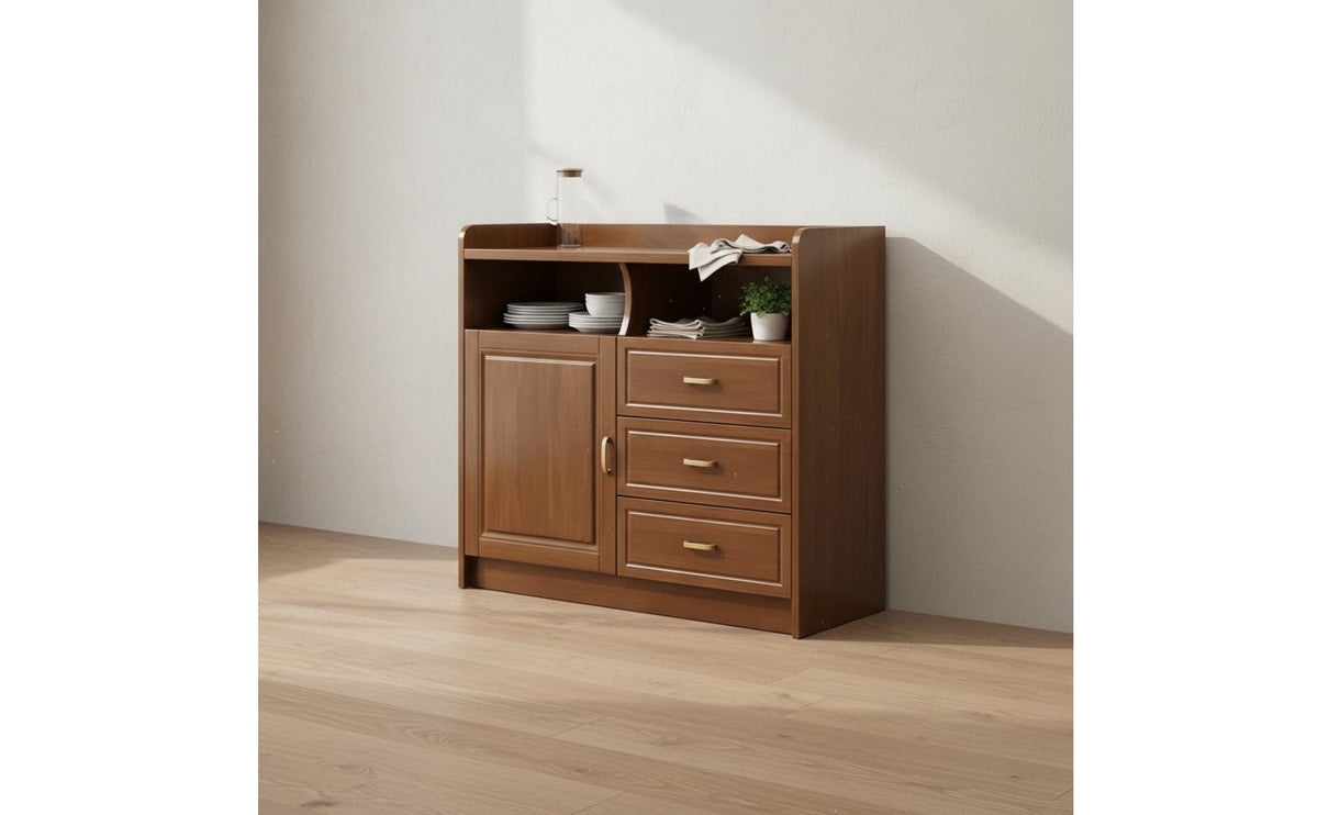 Simple Modern Design Wood Storage Cabinet with Glass Doors Multi-Functional Dining Room Sideboard with Hutch