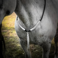 Handwoven Adjustable Horse Neck Rope Black and White Woven Horse Neck Rope Tassel Cord Equestrian Gear for Training, Horseback Riding
