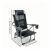 Folding Lounge Chair Low Slung Camping Chair with Headrest Padded for , Beach