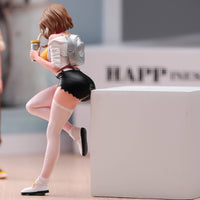 Milk Tea Drinker Figure Hand-Painted Female Figure Figurine Display Collectible Decorative Item for Shelf Decor