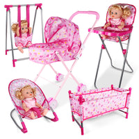 Pretend Play Doll Stroller Swing Set for Girls