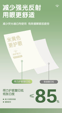 得力护眼纸a4纸复印纸双面打印A4打印纸学生办公用纸75g纯木浆整箱5包装500张草稿纸考研刷题打印幼儿园a4纸
