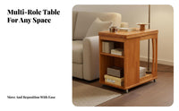 Space Saving Mobile Coffee Table with Storage Shelves Multi-Functional Design Rolling Side Table with Storage Easy Assembly Living Room Furniture for Apartment Dwellers, Homeowners, Students, Small Areas, Bedroom, Home Office