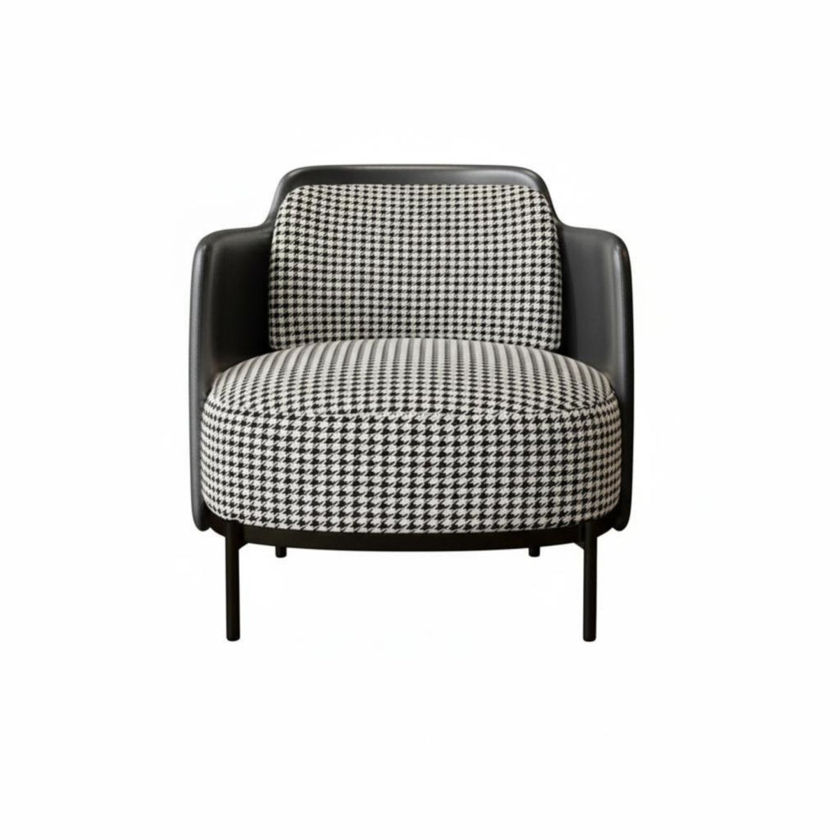 Houndstooth Pattern Upholstered Wingback Armchair Nordic Design Accent Chair Light Luxury Indoor Furniture Minimalist Design for Readers, Homeowners, Adults, Living Room, Reading Nook, Bedroom, Home Office