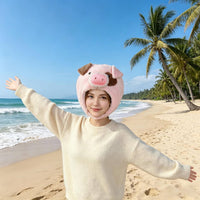 Pink Pig Head Hat Funny Cartoon Pig Head Cover Cute Design for Party, Performance