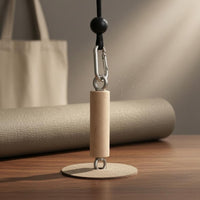 Fitness Cable Handle Wooden Double-Loop Handle Silver Hardware Exercise Gear for Home Workout