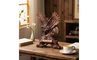Sculpture with Plaque Wood Tone Ornament Tabletop Animal Figurine for Collectors