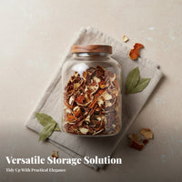 3 Pieces Clear Borosilicate Glass Jar Large Capacity Glass Storage Jar Wood Lid Wooden Top Pantry Canister Versatile