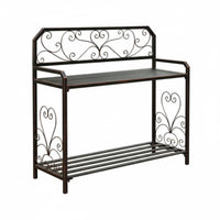 2 Pieces Vintage Design 2-Tier Stepped Rack Freestanding 2-Piece Ornate Planter Bench Space-Saving Design Plant Stand Easy Assembly for Gardeners, Homeowners, Decor Enthusiasts, Balcony, Courtyard, Outdoors, Entryway