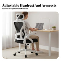Ergonomic High-Back Mesh Chair Long Comfort Ergonomic High-Back Mesh Seat 360-Degree Swivel Office Furniture for Students, Bedroom, Study Room