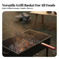 Lockable Grate Sausage Grilling Basket Easy to Clean BBQ Sausage Holder Sturdy Construction for Campers, Outdoor, Camping, Tailgating