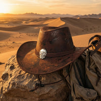 Cowboy Hat with Chin Cord Wide Brim Western Hat with Cranium Ornament Adjustable for Men, Women, Festivals, Outdoor Travel, Riding