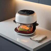 Oil Free Large Glass Air Fryer Adjustable Temperature Air Fryer 60-Minute Timer Kitchen Appliance Portable for Visible-Window Cooking