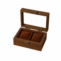 Walnut Watch Box Handy Clasp Wooden Watch Organizer Removable Pillows for Desk