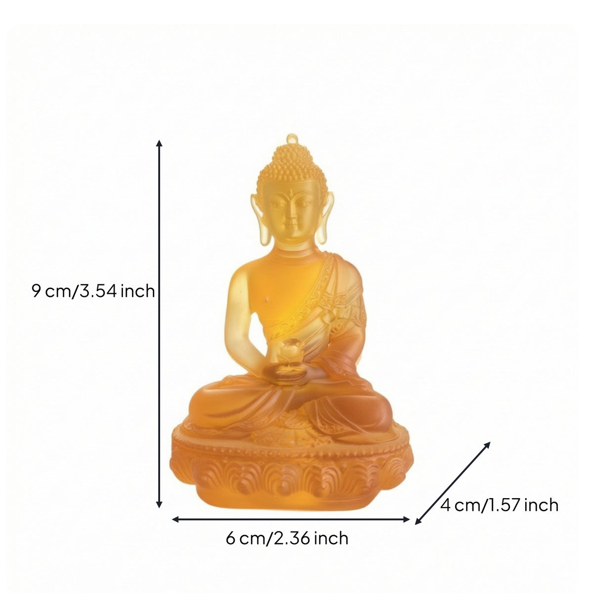 Resin Buddha Statue with Lotus Base Translucent Buddha Statue Detailed Miniature for Practitioners