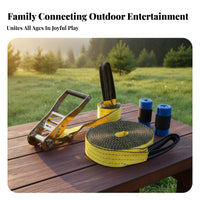 Core Strength Training Slackline Kit Includes Tree Protectors Ratchet Slackline Set Outdoor Balance Strapping for Beginners, Adults, Families, Backyard, Park, Camping