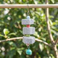 Macaron Volcanic Stone Skewer 3 Pieces Bird Grinding Stone, Cuttlebone Bird Gnawing Toy for Beak Trim, Hanging Parrot Supplies and Accessories