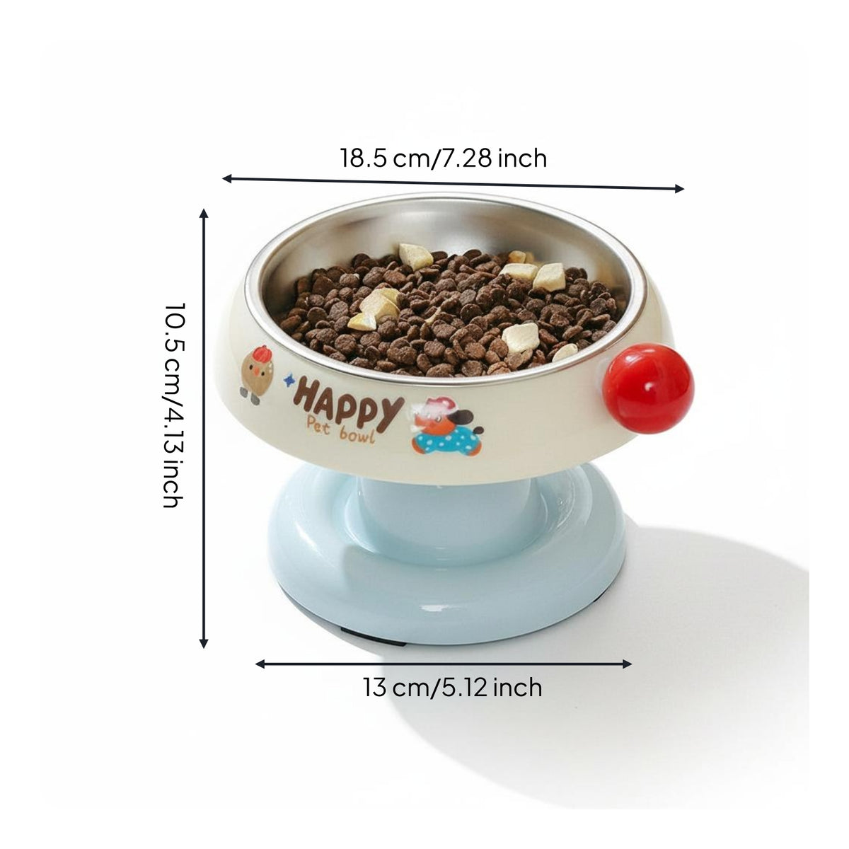 Raised Pet Bowl Cartoon Print Elevated Feeder