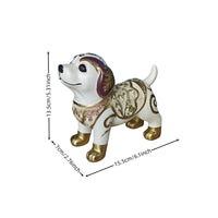 Ornate Dog Figurine Floral Dog Statue Tabletop Canine Sculpture Metallic-Finish for Collectors, Living Room, Bookshelf, Entryway, Office Desk
