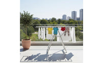 Double Layer Foldable Clothes Drying Rack Large Capacity Aluminum Laundry Rack Stable & Windproof Floor Standing Clothes Horse for Outdoor