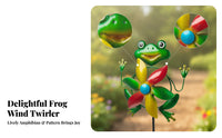 Frog Metal Rotator Flower-Shaped Blade Metal Frog Rotator Animal Kinetic Rotator Round Eyes Outdoor Decor Pointed Base