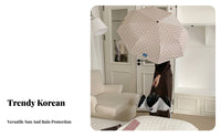 round Dot Folding Umbrella Korean Design Portable Rain and Sun Umbrella Protection Weather Accessory for Women, Girls, Outdoor, Commuting