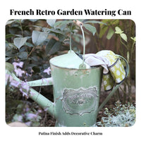 Green Metal Watering Can Metal Watering Can Curved Handle Raised Pattern