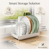 Dining Table and Kitchen Cabinet Plate Storage, Carbon Steel Cupboard Organisers for Students, Large Dish Drainer Rack for Countertop Use