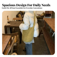 Autumn Winter Design Fuzzy Shoulder Bag Large Capacity Soft Shoulder Bag Cute for Young Adults, Teenagers, Daily Use, Casual Outings, School