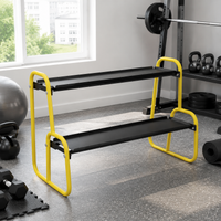 Dumbbell Rack, Short Dumbbell Rack, 2-Tier Metal Dumbbell Stand, Yellow-Black for Home Gym, Compact Dumbbell Storage for Fitness