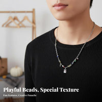 Niche Design Ghost Charm Mixeddesign Chain Halloween Themed Short Beaded Necklace for All Genders Neckwear Statement Piece for Women, Adults, Teenagers, Parties, Daily Wear, Festivals, Casual Outings