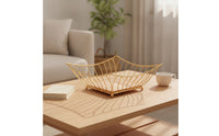 Modern Square Fruit Basket Decorative Fruit Basket with Wooden Base Elegant Versatile for Coffee Table