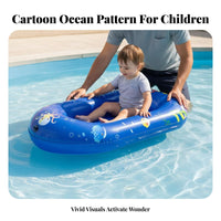 Foldable child's Cartoon Dinghy Thickened Design kids' Rideable Inflatable Portable Inflatable Raft Double for Children, Toddlers, Parents, Lake, Beach, Water Park, Swimming Pool