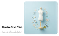 Portable 1/4 Scale Dress Form Pinnable Mini Mannequin Stand Lightweight Miniature Mannequin Wooden Base for Fashion Design Students, Sewists, Hobbyists, Desktop, Craft Studio, Classroom
