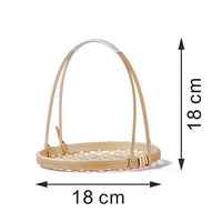 Handmade Tiered Bamboo Basket with Handle Multi-Layer Food Display Stand Woven Snack Serving Tray for Afternoon Tea, Party, Hotel, Living Room