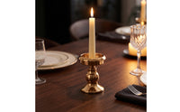 Tabletop Metal Candle Holder Gold-Toned Candle Holder with Pedestal Base Minimalist Candlestick Small for Candlelight Dinner