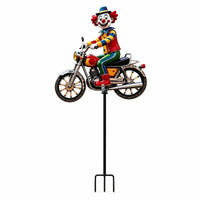 Clown Motorcycle Stake Easy Installation Clown Riding Motorcycle Weatherproof Metal Garden Stake
