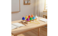 8 Pieces Early Learning 8 Note Hand Bell Set Easy to Play Hand Bells Set Rounded Edges Colorful Desk Bells Wooden Base for Preschoolers, Toddlers, Classroom